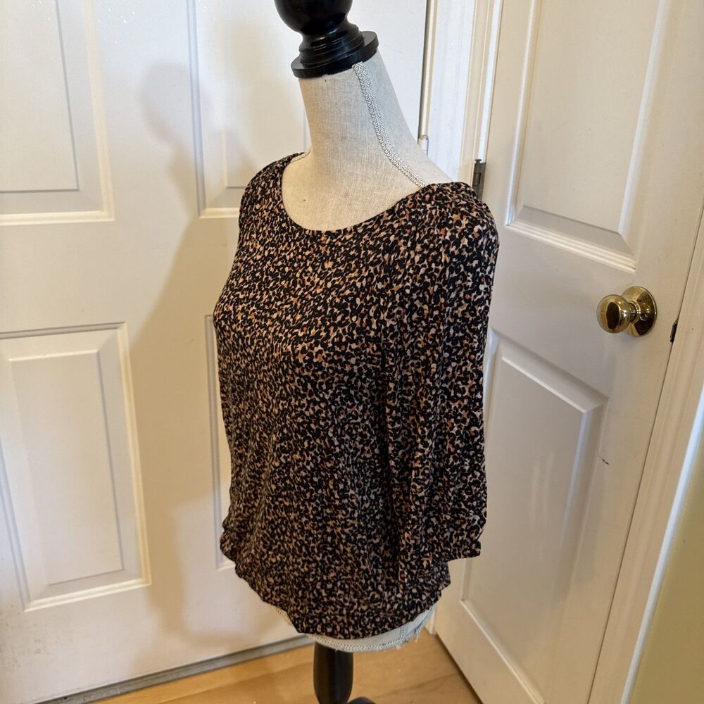 PEACH ANIMAL PRINT LOFT Women’s Size XS Leopard Print Stretch Viscose Top